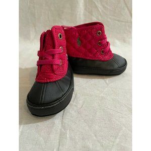 Polo Ralph Lauren Baby Girl's Shoes Lace-Up Canvas Boots Fucsia Black Size 1